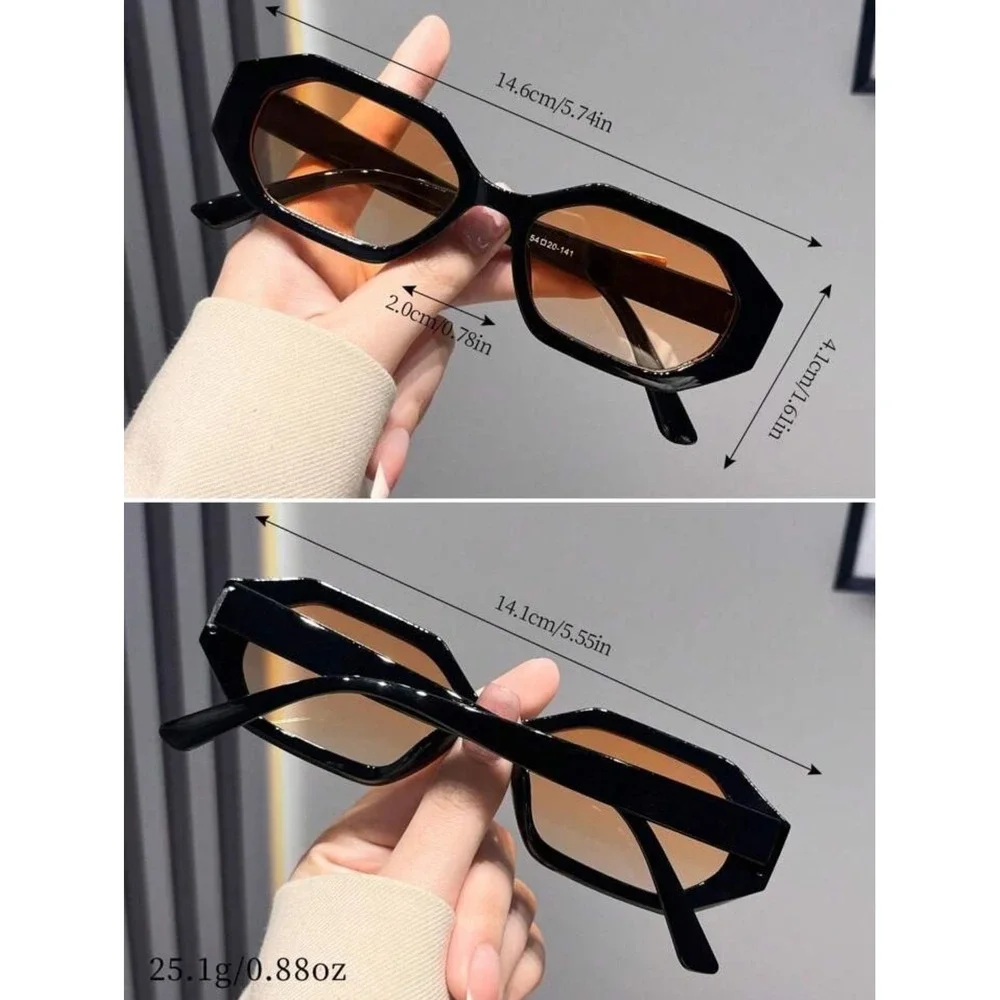 Geometric‎ Oval Frame Uv Protection Plastic Sunglasses